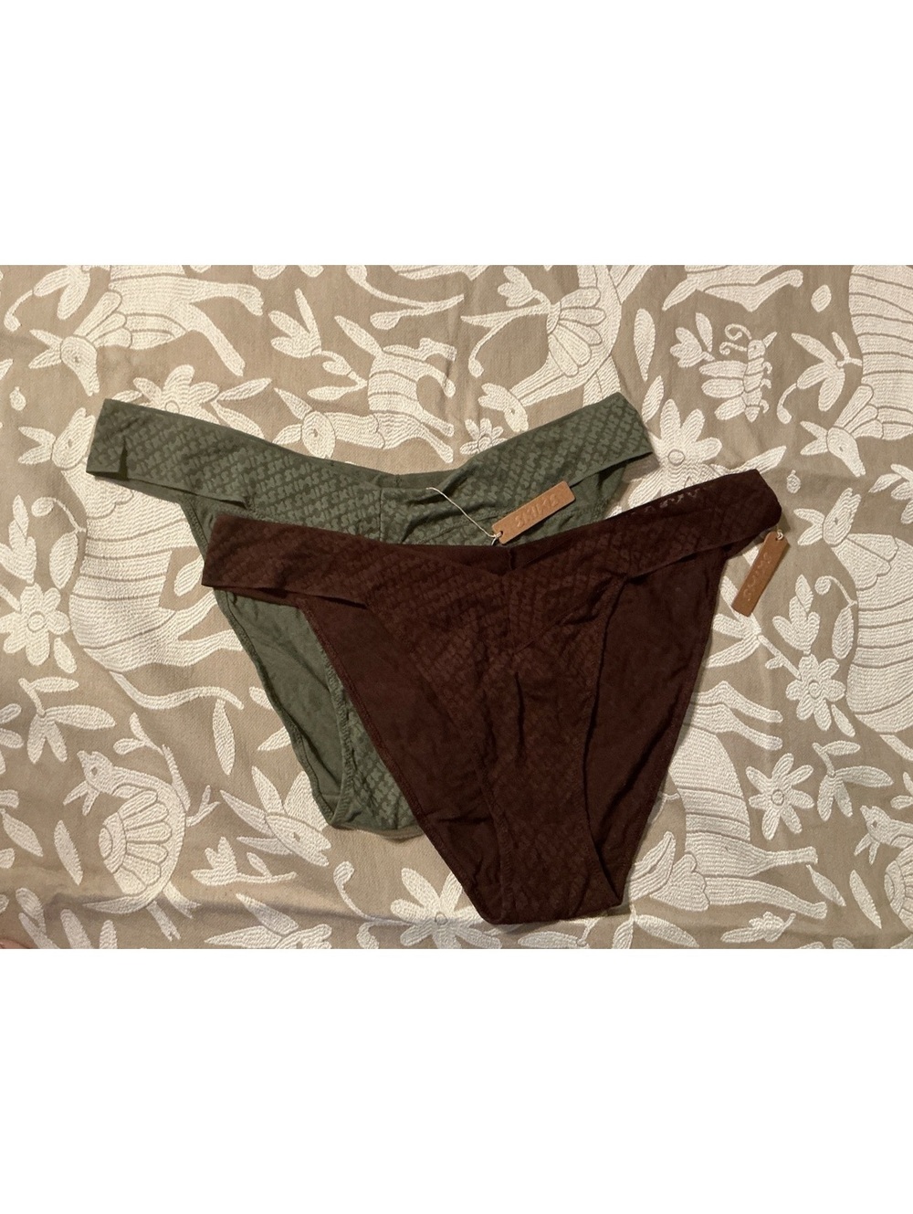 NWT Skims Bundle Logo Mesh Bikini in Cocoa and Olive Sz 2X